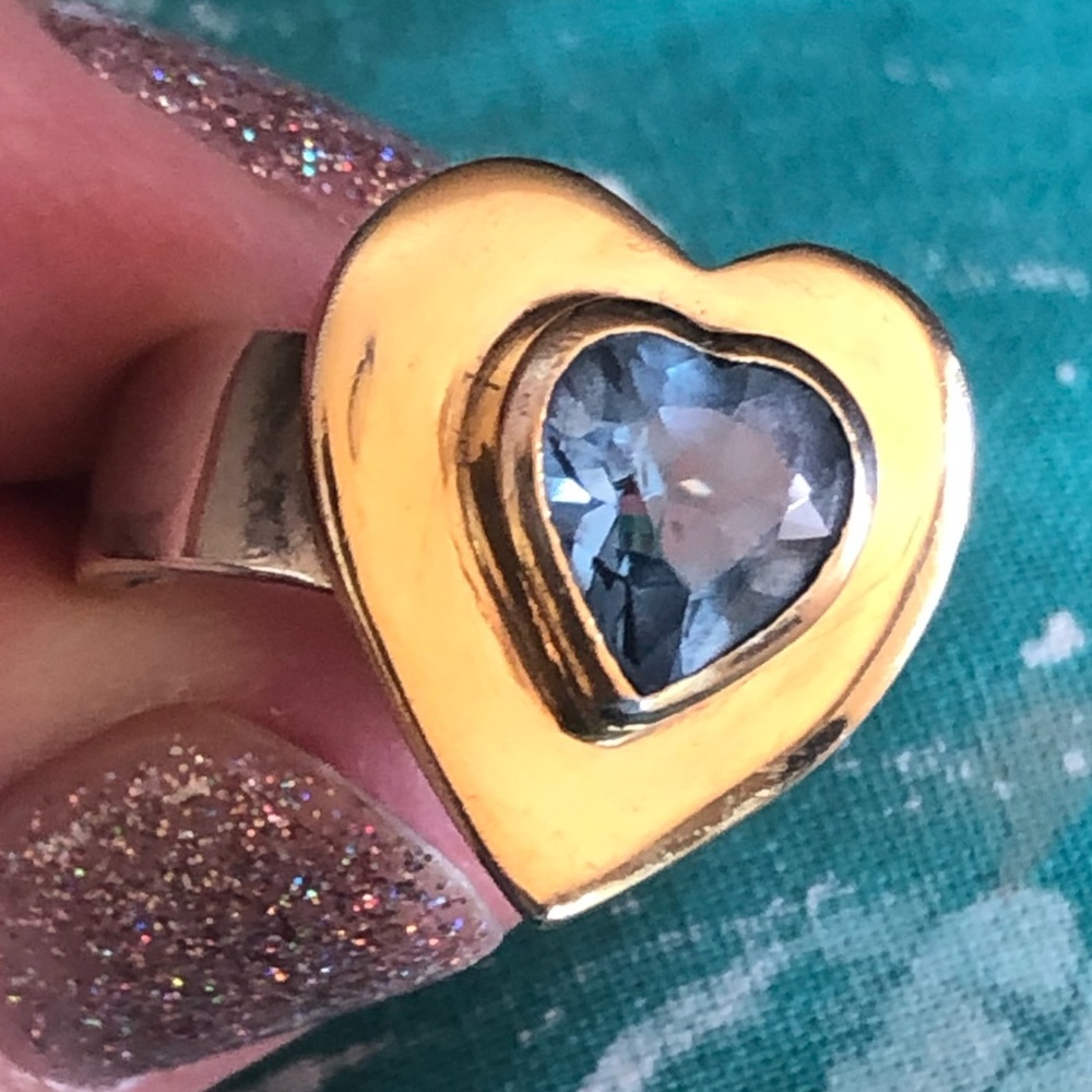 Pretty London blue topaz sterling and gold ring